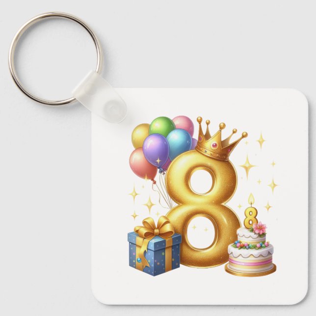 Porte-clés Joyeux 8e Anniversaire (Recto)