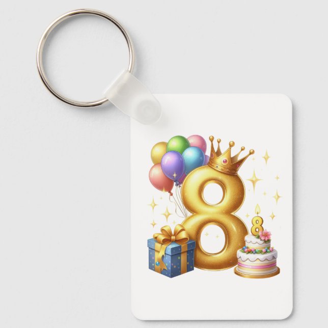 Porte-clés Joyeux 8e Anniversaire (Recto)