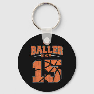 Porte-clés Joyeux anniversaire 15 ans garçons de basket-ball