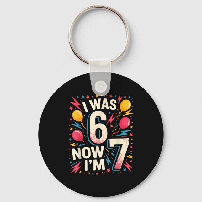 Porte-clés Joyeux Anniversaire 7 Ans J'avais 6 Ans Maintenant (Recto)