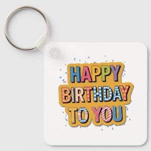 Porte-clés Joyeux anniversaire à motifs