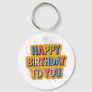 Porte-clés Joyeux anniversaire à motifs
