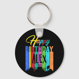 Porte-clés Joyeux Anniversaire Alex Cadeau Personnalisé Nom P