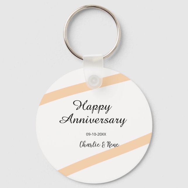 Porte-clés Joyeux anniversaire de mariage lignes pastel orang (Recto)