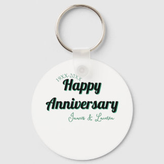 Porte-clés Joyeux anniversaire de mariage nom date année vert