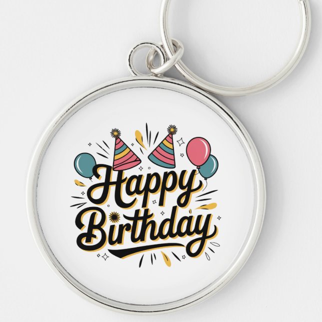 Porte-clés Joyeux Anniversaire Festif (Devant)