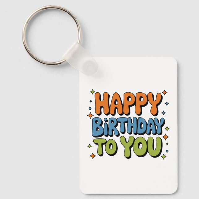 Porte-clés Joyeux Anniversaire Groovy (Recto)