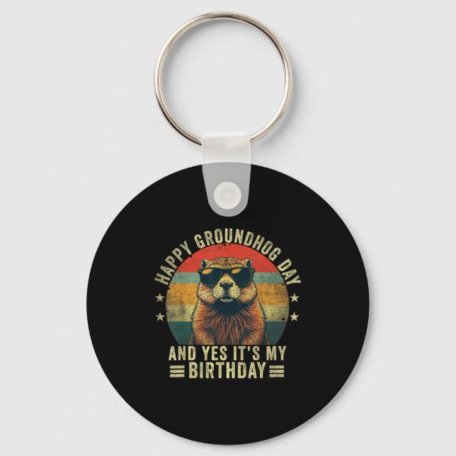 Porte-clés Joyeux anniversaire Groundhog Day Cool Groundhog a (Recto)