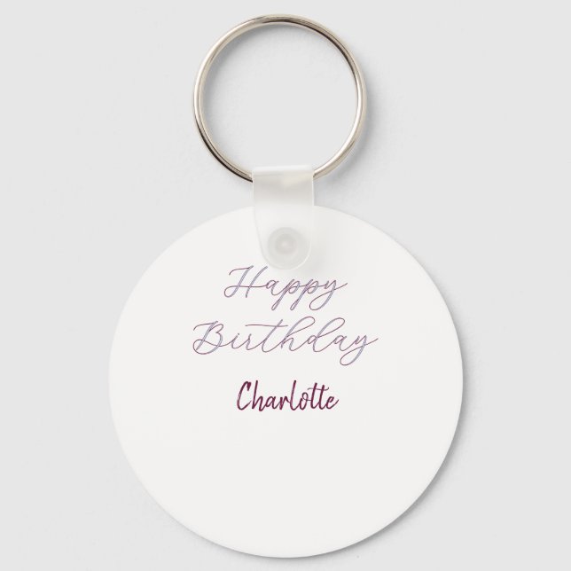 Porte-clés Joyeux Anniversaire maron bleu gris nom date paste (Recto)