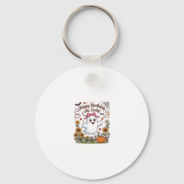 Porte-clés Joyeux Anniversaire Mlle Emily Halloween Fantôme C (Recto)