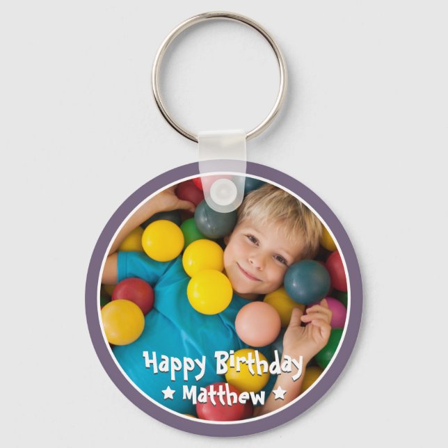 Porte-clés Joyeux Anniversaire Moderne Simple Photo (Recto)
