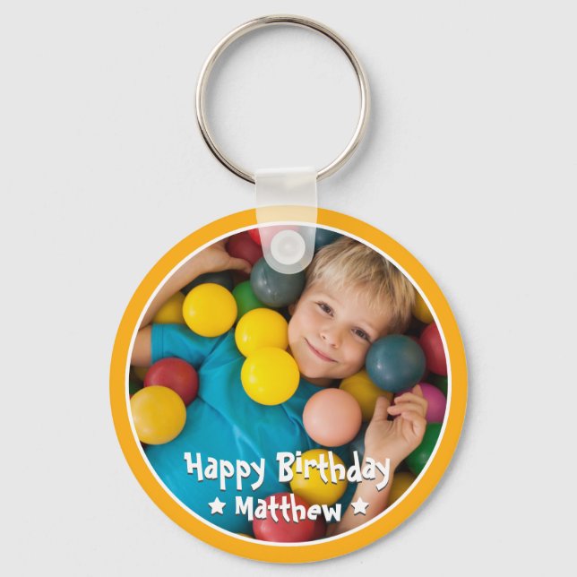 Porte-clés Joyeux Anniversaire Moderne Simple Photo (Recto)