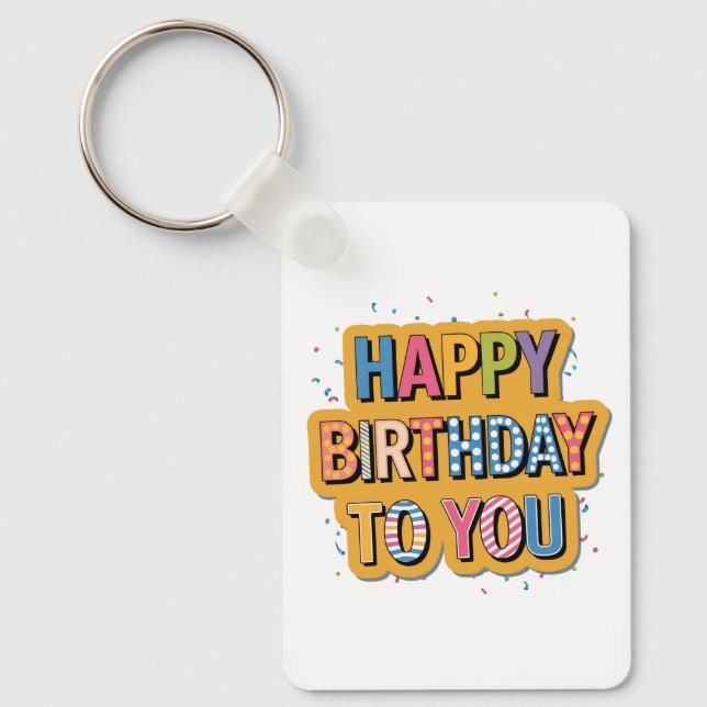 Porte-clés Joyeux Anniversaire Motif (Recto)