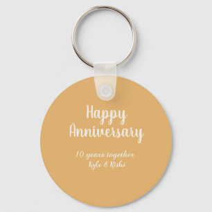 Porte-clés Joyeux anniversaire or blanc 10 ans nom date
