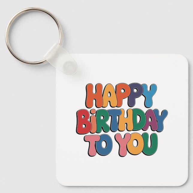 Porte-clés Joyeux anniversaire rétro (Recto)