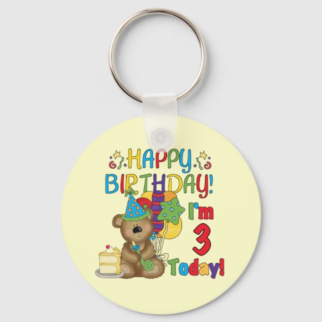 Porte-clés Joyeux anniversaire Teddy Bear 3e t-shirts et cade (Recto)