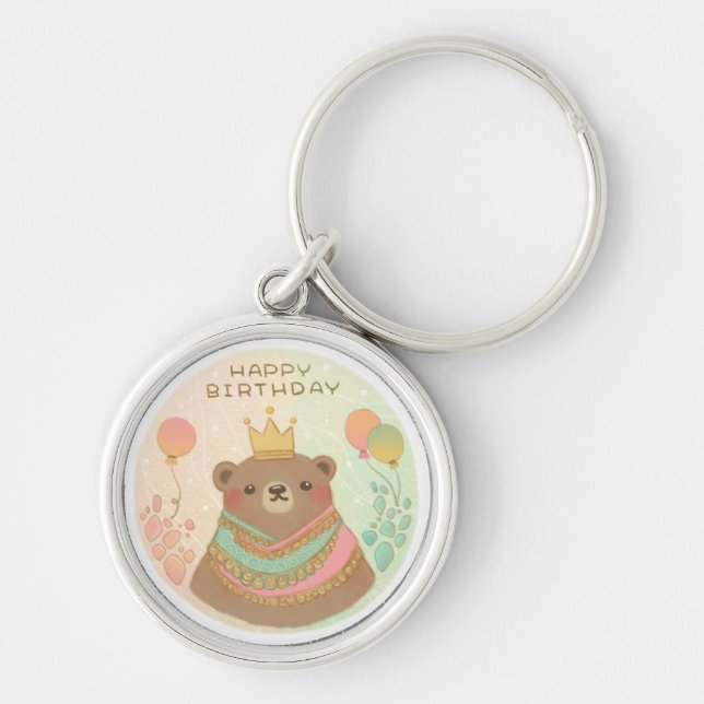Porte-clés Joyeux anniversaire Teddy Bear Illustration (Devant)