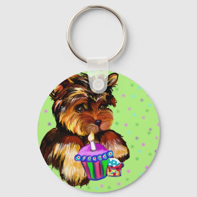 Porte-clés Joyeux anniversaire YORKIE POO (Recto)