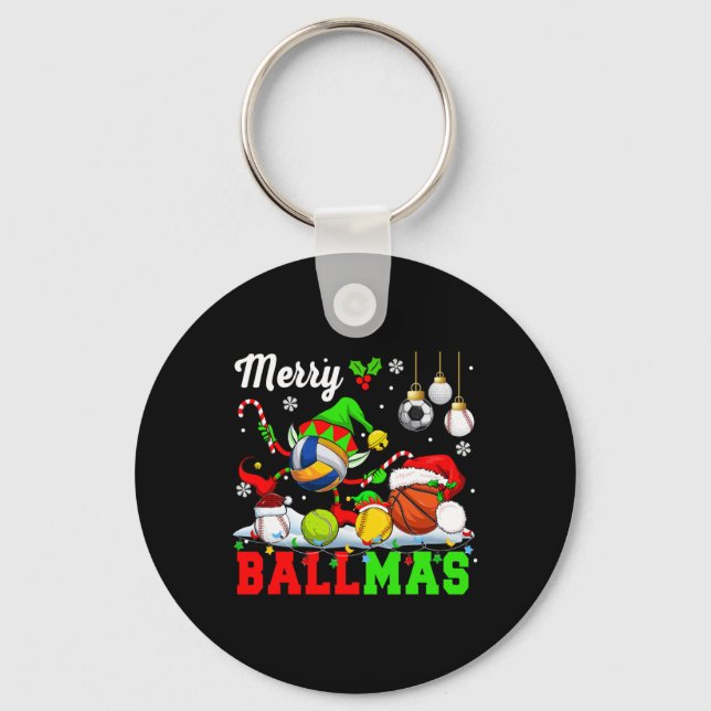 Porte-clés Joyeux Ballmas Xmas Père Noël Elf Volleyball Baske (Recto)