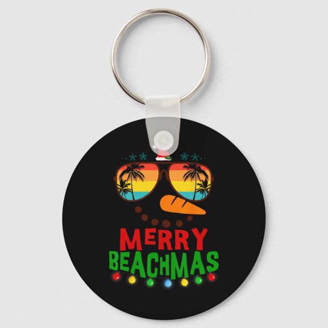 Porte-clés Joyeux Beachmas Tropical Noël Hawaii Snowman B (Recto)