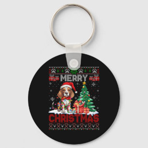 Porte-clés Joyeux Beagle de Noël Amoureux des chiens Ugly Xma