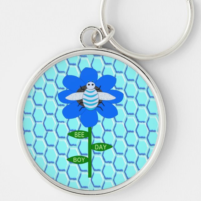 Porte-clés Joyeux Bee Day Boy Blue Birthday Bumblebee (Devant)
