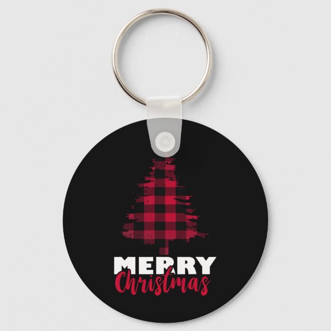Porte-clés Joyeux Buffalo de Noël Plaid Arbre de Noël Noël No (Recto)