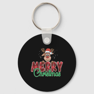 Porte-clés Joyeux Buffalo de Noël Plaid Red Père Noël Reindee