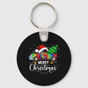 Porte-clés Joyeux Camion de Noël Arbre Santa Hat Lumières Mat