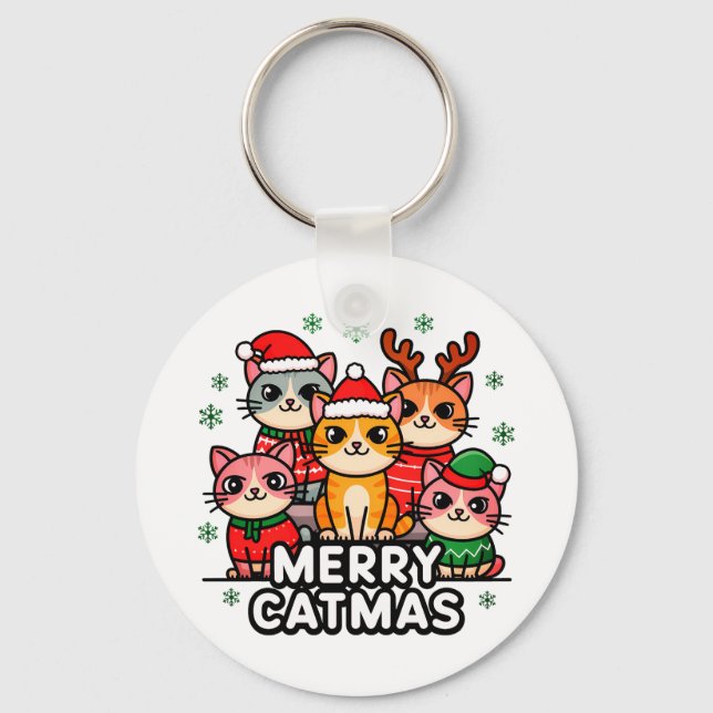 Porte-clés Joyeux Cat Noël Drôle de Noël (Recto)
