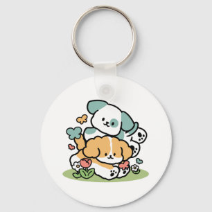 Porte-clés Joyeux Chiots Arrivés En Mai - Kawaii Dog Art