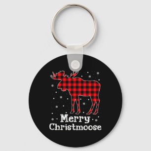 Porte-clés Joyeux Christmoose Plaid Buffalo Noël Orignal