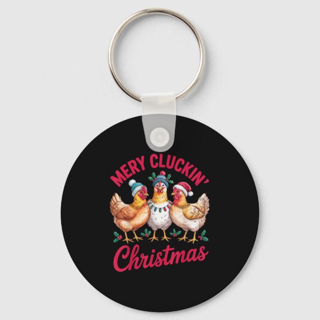 Porte-clés Joyeux Cluckin Noël Funky Chicken Holiday Farm (Recto)