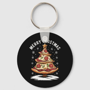 Porte-clés Joyeux Crustmas Pizza Arbre de Noël Joyeux Noël Pi