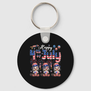 Porte-clés Joyeux drapeau 4 juillet trois chouettes tourelles