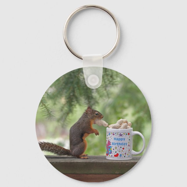 Porte-clés Joyeux écureuil d'anniversaire (Recto)