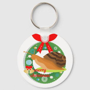 Porte-clés joyeux escargot de noël