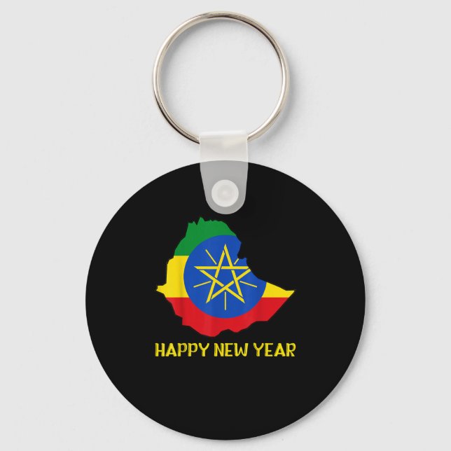Porte-clés Joyeux Ethioan Nouvel An Ethioa Carte Drapeau Ethi (Recto)