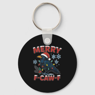 Porte-clés Joyeux F-caw-f Corbeau Mème Drôle Corbeau Noël Adu