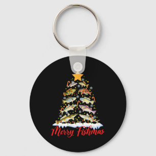 Porte-clés Joyeux Fishmas Drôle de sapin de Noël lumières Poi
