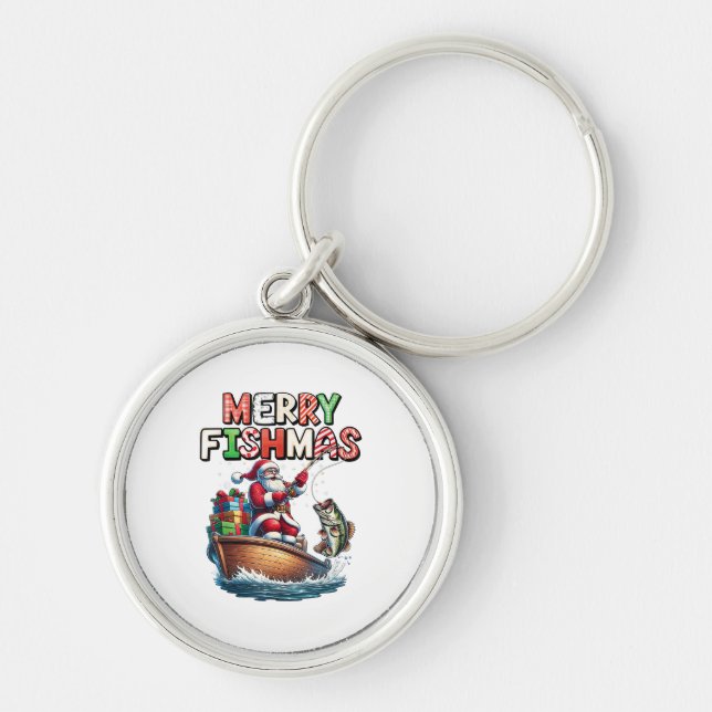 Porte-clés Joyeux Fishmas Santa Amateurs de Pêche Drôle de Pê (Devant)