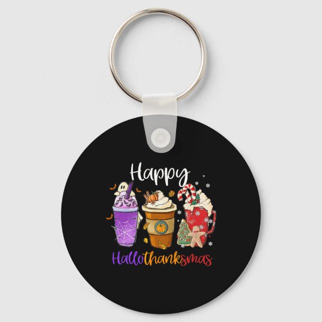 Porte-clés Joyeux Hallothanksmas Café Latte Halloween Merci (Recto)