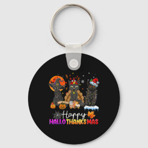 Porte-clés Joyeux Hallothanksmas Chat Noir Halloween Thanksgi