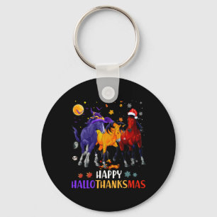 Porte-clés Joyeux Hallothanksmas Cheval Halloween Thanksgivin