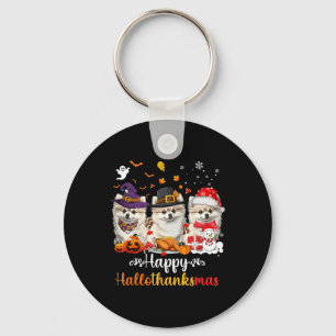 Porte-clés Joyeux Hallothanksmas Chien Poméranien Halloween C