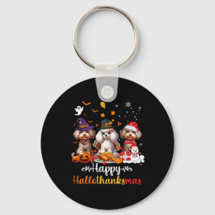 Porte-clés Joyeux Hallothanksmas Poodle Dog Halloween Christm
