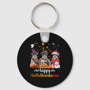 Porte-clés Joyeux Hallothanksmas Schnauzer Chien Halloween Ch