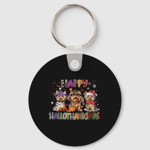 Porte-clés Joyeux Hallothanksmas Yorkshire Amoureux des chien