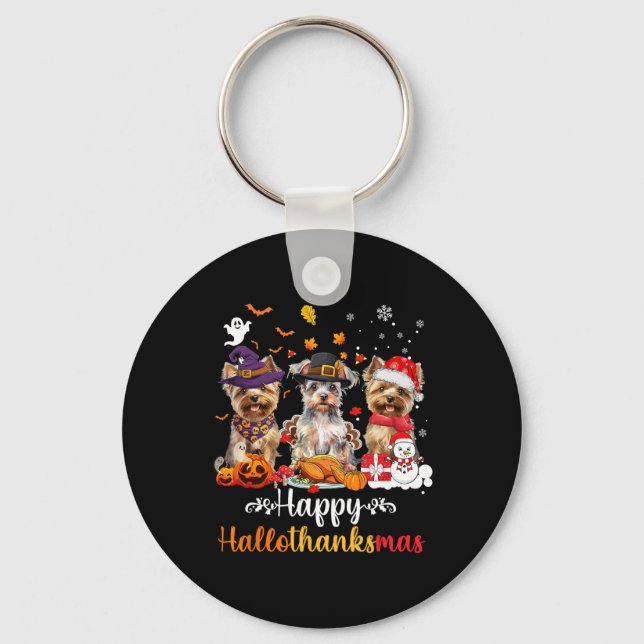 Porte-clés Joyeux Hallothanksmas Yorkshire Chien Halloween Ch (Recto)