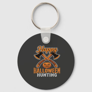Porte-clés Joyeux Halloween Chasse Haches Croisées Citrouille